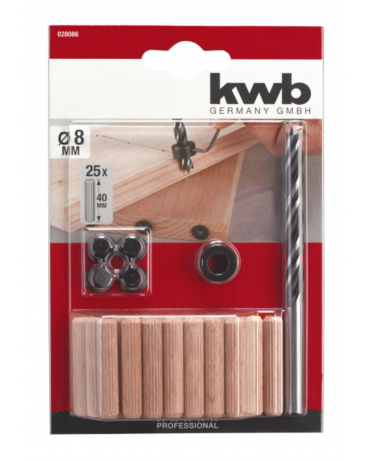 HOUTENDUVEL MET BOOR 8 MM IN SET