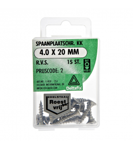 SPAANPLAATSCHROEF PK KK RVS A2 4.0 X 20 MM 15ST