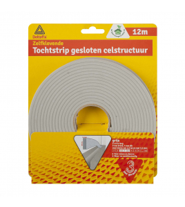 TOCHTSTRIP ZELFKLEVEND GESLOTEN CELSTRUCTUUR GRIJS 12 M X 9 MM X 4 MM