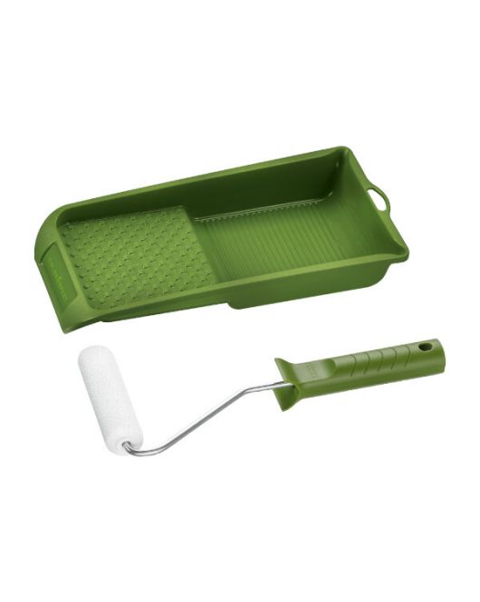 SET VERFROL BEITS 10CM K17 MICROVEZEL 8 WIT +VERFBAK