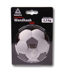 WANDHAAK VOOR HANDDOEK ZELFKLEVEND HERPLAATSBAAR VOETBAL 100MM ROND MAX. 2,3KG
