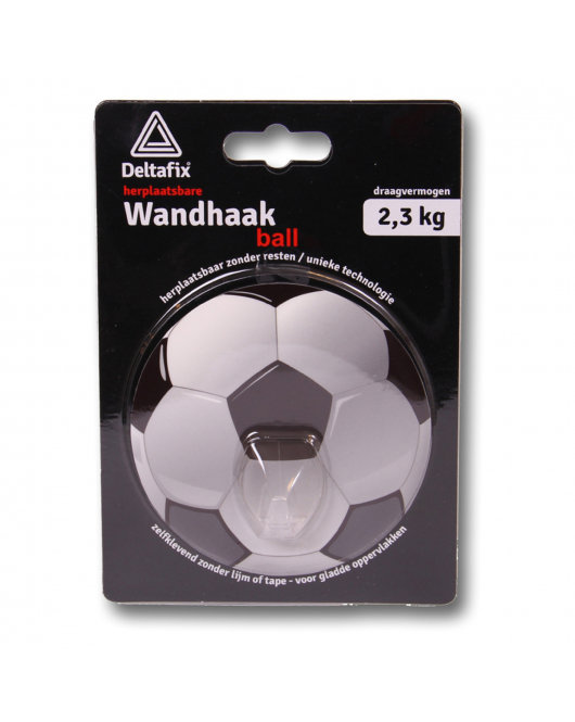 WANDHAAK VOOR HANDDOEK ZELFKLEVEND HERPLAATSBAAR VOETBAL 100MM ROND MAX. 2,3KG