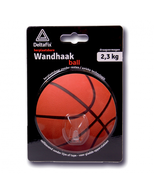 WANDHAAK VOOR HANDDOEK ZELFKLEVEND HERPLAATSBAAR BASKETBAL 100MM ROND MAX. 2,3KG