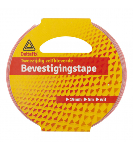 BEVESTIGINGSTAPE DUBBELZIJDIG ZELFKLEVEND UNIVERSEEL WIT 5 M X 19 MM X 1.0MM