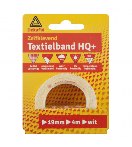 DUCTTAPE ZELFKLEVEND TEXTIELBAND HQ+ WIT 4 M X 19 MM DUCTTAPE ZELFKLEVEND TEXTIELBAND HQ+ WIT 4 M X 19 MM