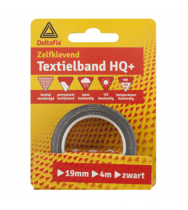 DUCTTAPE ZELFKLEVEND TEXTIELBAND HQ+ ZWART 4 M X 19 MM DUCTTAPE ZELFKLEVEND TEXTIELBAND HQ+ ZWART 4 M X 19 MM