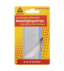 BEVESTIGINGSTAPE DUBBELZIJDIG ZELFKLEVEND VERWIJDERBAAR STRIPS WIT 20 MM X 50 MM X 1.0MM