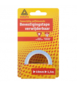 BEVESTIGINGSTAPE DUBBELZIJDIG ZELFKLEVEND VERWIJDERBAAR WIT 1.5 M X 19 MM X 0.5MM