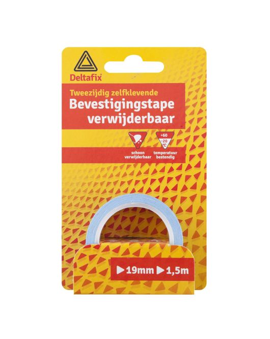 BEVESTIGINGSTAPE DUBBELZIJDIG ZELFKLEVEND VERWIJDERBAAR WIT 1.5 M X 19 MM X 0.5MM