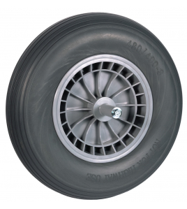 WIEL 400X8 GRIJS SOFTWIEL PVC NAALDLAGER 20 CM AS