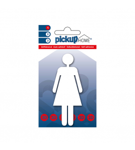 3D HOME PICTO VROUW WIT 90 MM ACRYLAAT 3 MM ZELFKLEVEND
