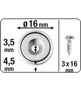 MAGNEET NEODYM ROND 16X4X3 7.5KG