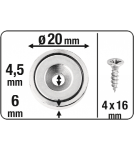 MAGNEET NEODYM ROND 20X6X4 10.5KG