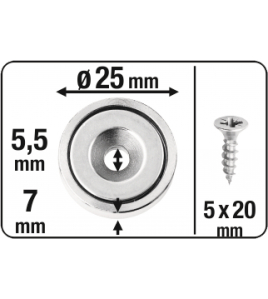 MAGNEET NEODYM ROND 25X7X5 16.0KG