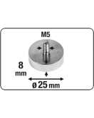 MAGNEET NEODYM D25MM M5-BOUT 22KG