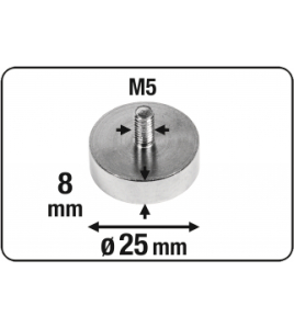 MAGNEET NEODYM D25MM M5-BOUT 22KG