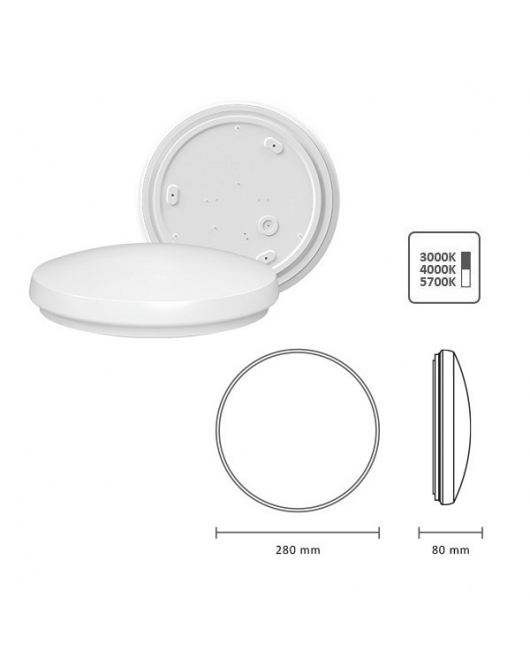 LEDPLAFONNIERE 3/4/6K D280 IP64 12W