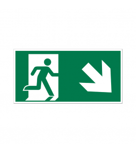 BORD NOODUITGANG NAAR BENEDEN RECHTS 150X300 MM