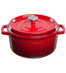 GEEMAILLEERDE GIETIJZEREN BRAADPAN - 3,5 LTR. ROOD