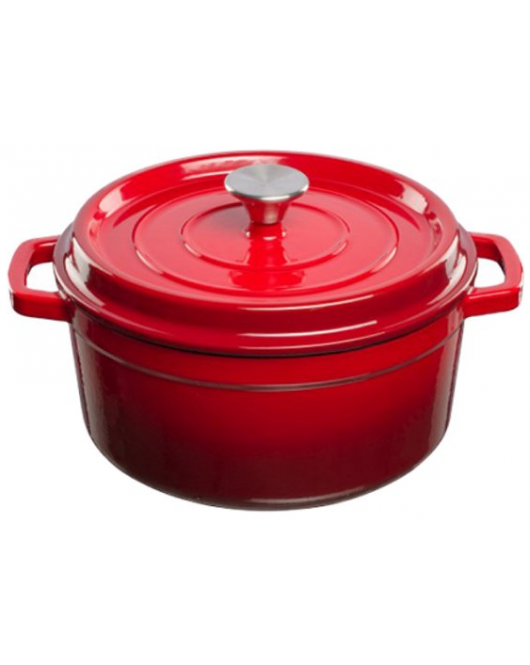 GEEMAILLEERDE GIETIJZEREN BRAADPAN - 3,5 LTR. ROOD