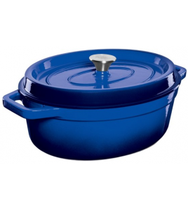GEEMAILLEERD GIETIJZEREN CASSEROLE - OVAAL 5,6 LTR.BLAUW