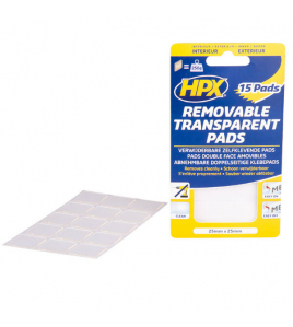 HPX DUBBELZIJDIG TRANSP. VERWIJDERBARE PADS 25 X 25MM 15ST