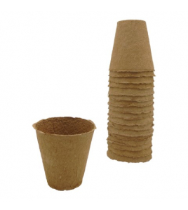 BIOLOGISCH AFBREEKBARE KWEEKPOTJES VAN HOUTVEZEL ROND - H8,5 X 8 CM - 18 X