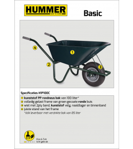 KLUS KRUIWAGEN 1 WIEL 2-PLY 100LT GROEN KUNSTSTOF