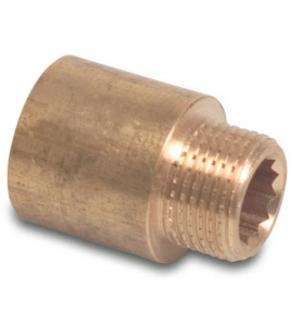 NR. 230 KRAANVERLENGSTUK MESSING 1/2&quot; BUITENDRAAD X BINNENDRAAD 30BAR 40 MM