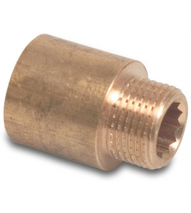 NR. 230 KRAANVERLENGSTUK MESSING 1&quot; BUITENDRAAD X BINNENDRAAD 40BAR 30 MM