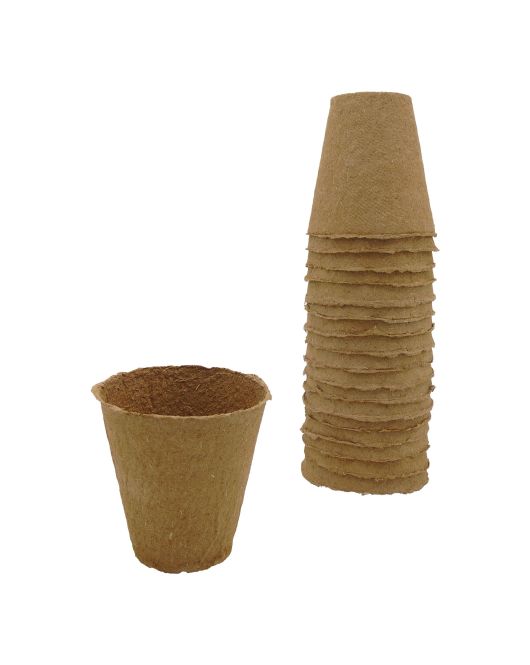 BIOLOGISCH AFBREEKBARE KWEEKPOTJES VAN HOUTVEZEL ROND - H6 X 6 CM - 24