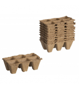 BIOLOGISCH AFBREEKBARE KWEEKPOTJES HOUTVEZEL VIERKANT H5X5X5CM / 6 TRAYS Ã 15CEL