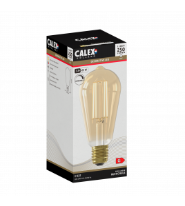 CALEX LED GLASSFIBER RUSTIEK ST64 GOUD SMD 220-240V 3.5W 120LM 1800K E27 DIMBAAR MET LED DIMMER