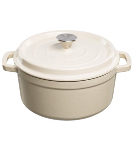 GEEMAILLEERDE GIETIJZEREN BRAADPAN - 4,7 LTR. WIT