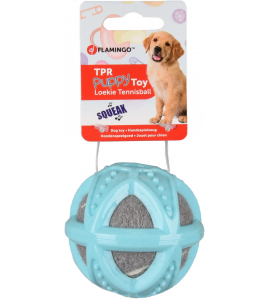 HS LOEKIE PUPPY TPR MET TENNISBAL BLAUW/GRIJS DIA.8CM