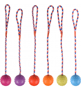 RUBBER BAL MET BEL 5CM AAN KOORD ASSORTIMENT