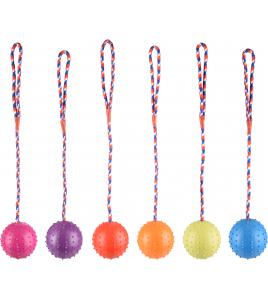 RUBBER BAL MET BEL 7CM+KOORD ASS.