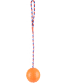 RUBBER BAL MET BEL 7CM+KOORD ASS.