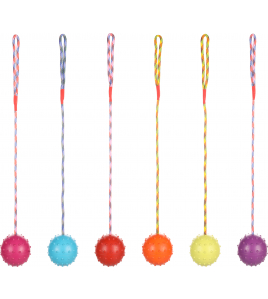 HS RUBBER BAL MET BEL+TOUW 8CM ASS.
