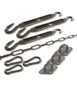 SCHADUWDOEK BEVESTIGINGSSET DRIEHOEK RVS A4 , M10 SPANNER