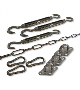 SCHADUWDOEK BEVESTIGINGSSET DRIEHOEK RVS A4 , M8 SPANNER