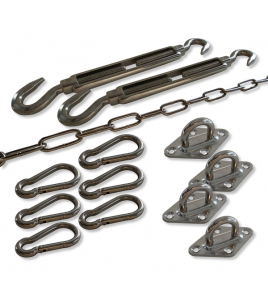 SCHADUWDOEK BEVESTIGINGSSET VIERKANT RVS A4 , M10 SPANNER