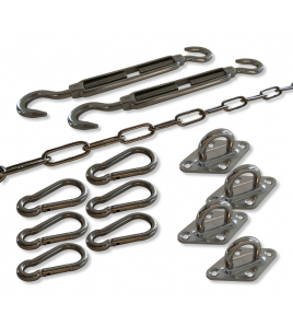 SCHADUWDOEK BEVESTIGINGSSET VIERKANT RVS A4, M8 SPANNER