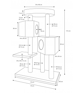 KRABPAAL KRESKO GRIJS 74X40X115CM
