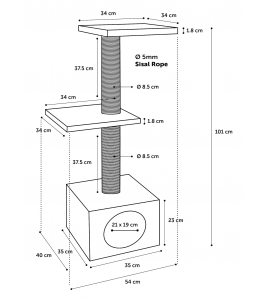 KRABPAAL BRAN GRIJS 54X40X101CM