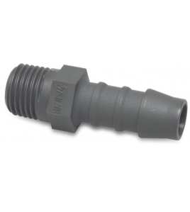 SLANGTULE NYLON 3/8&quot; X 8 MM BUITENDRAAD X SLANGTULE 16BAR GRIJS