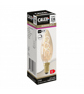 CALEX KAARS B35 GOUD FLEX FILAMENT 220-240V 2.5W 136LM 2100K E14 DIMBAAR MET LED DIMMER