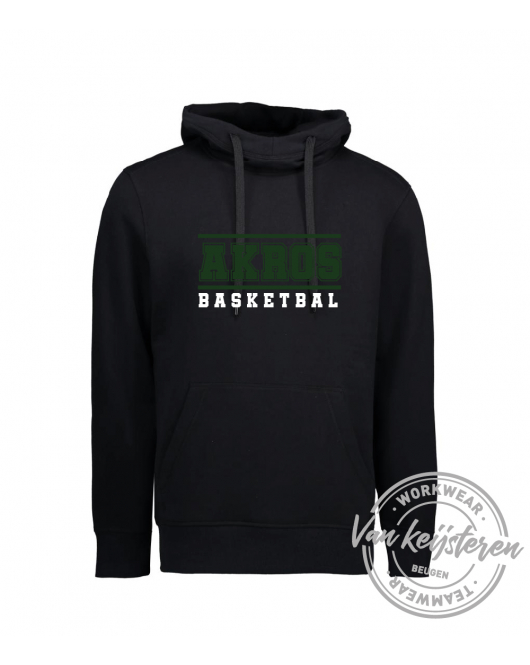 AKROS, 40636 HOODIE KIDS, ZWART, AKROS BASKETBAL LOGO