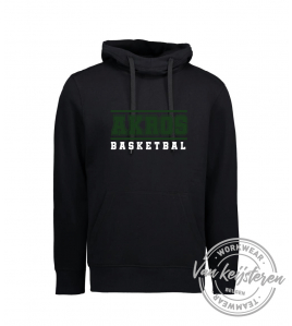 AKROS, 636 HOODIE HEREN, ZWART, AKROS BASKETBAL LOGO