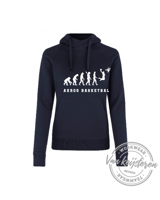AKROS, 637 HOODIE DAMES, NAVY, AKROS EVOLUTION LOGO